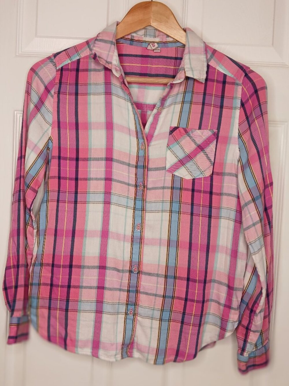 SO Girls Striped Button-Up Shirt XL 14/16 | Soft Cotton Modal
